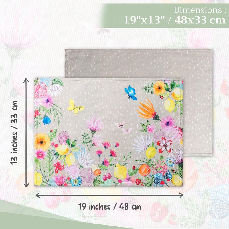 Maison d' Hermine Placemats Set of 4 100% Cotton Washable Cloth Place Mats, Reusable Table Mats for Kitchen Dining Decoration, Party, Wedding, Restaurant Spring/Summer (Jardin D'Ete - Fog, 13" x 19") - Image 4